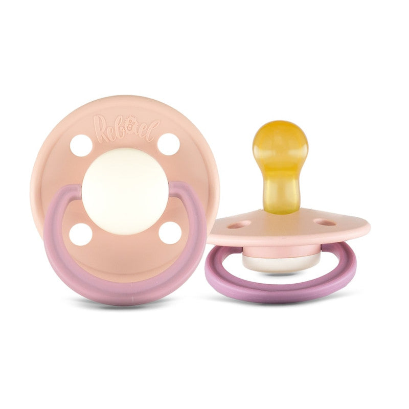 Rebael Fashion Round Pacifier Size 1 - Pack of 2 - Tornado Pearly Rhino / Misty Pearly Poodle - Laadlee