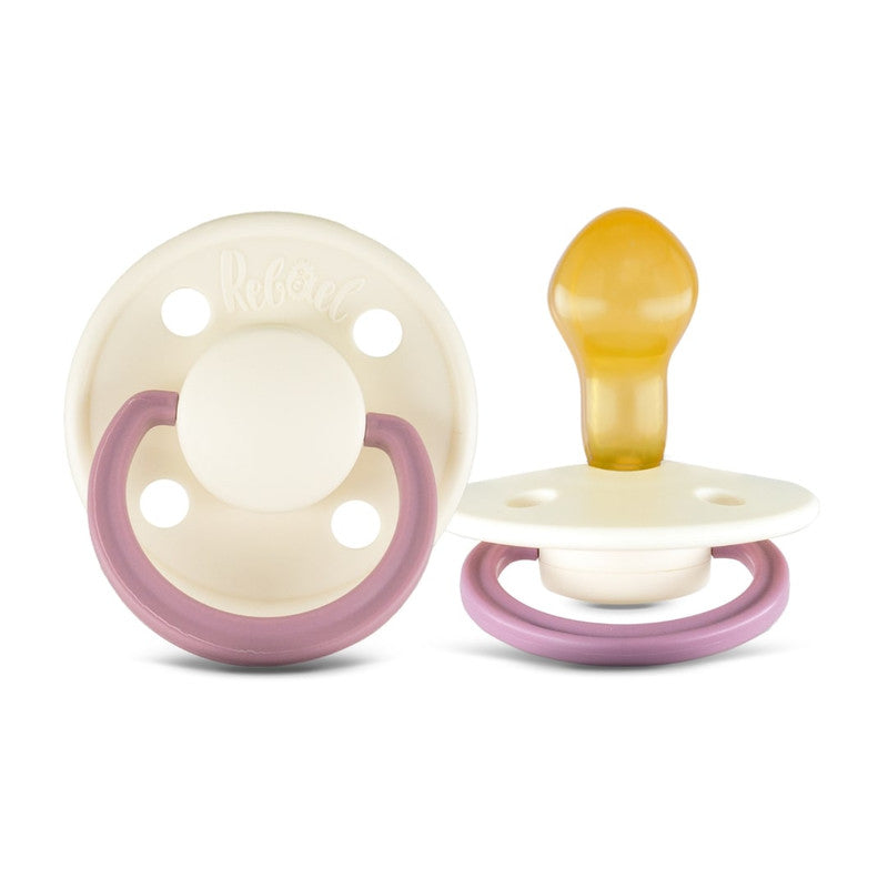 Rebael Fashion Round Pacifier Size 2 - Pack of 2 - Misty Pearly Poodle / Frosty Pearly Rhino - Laadlee