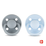 Rebael Mono Round Pacifier Size 1 - Pack of 2 - Pewter / Tiny Sky - Laadlee
