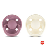 Rebael Mono Round Pacifier Size 1 - Pack of 2 - Plum / Champagne - Laadlee