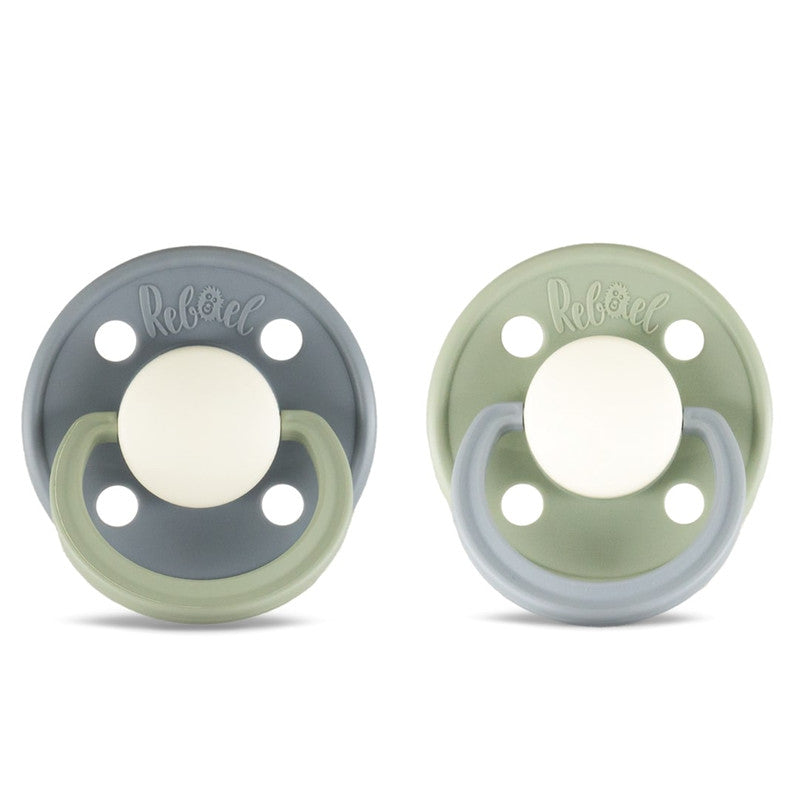 Rebael Fashion Round Pacifier Size 2 - Pack of 2 - Stormy Pearly Dolphin / Cloudy Pearly Pony - Laadlee