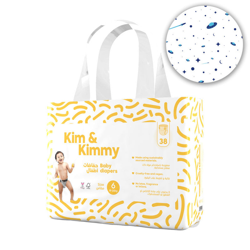Kim & Kimmy - Size 6 Space Travel Diapers, 15-20kg, qty 38 - Laadlee