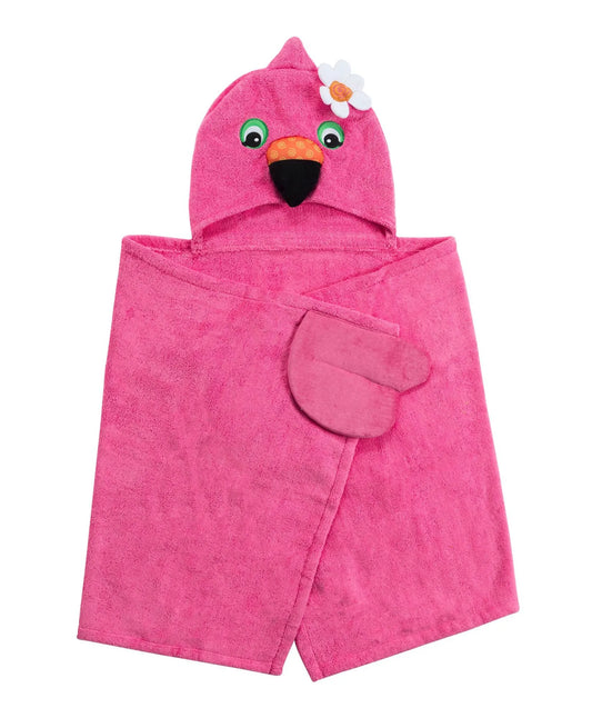 Zoocchini Hooded Towel - Franny the Flamingo - Laadlee