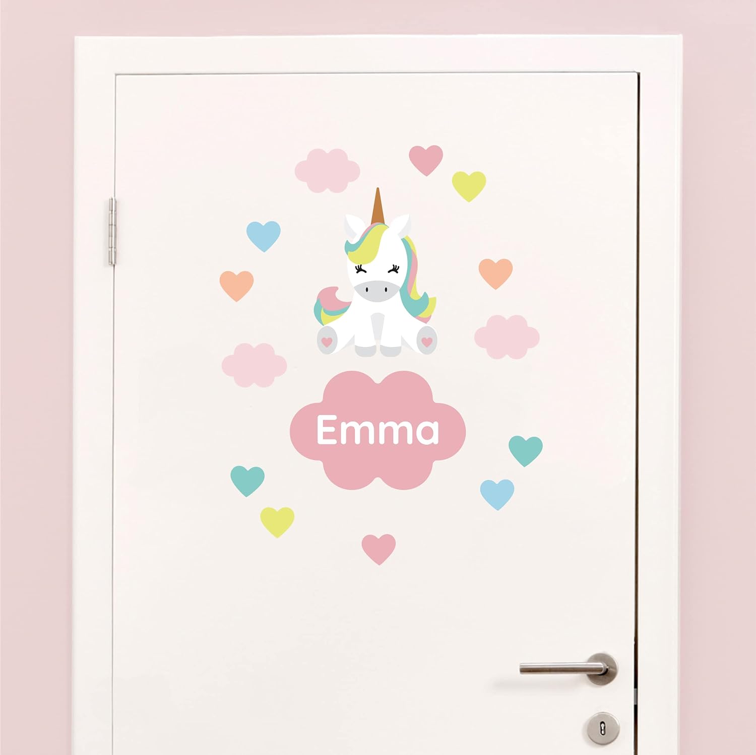 My Nametags Door Stickers - Pink Unicorn - Laadlee