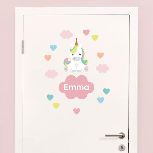 My Nametags Door Stickers - Pink Unicorn - Laadlee