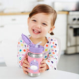 Skip Hop Zoo Stainless Steel Straw Bottle 350ml - Narwhal - Laadlee