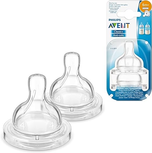 Philip Avent Anti Colic Teat Fast Flow, 4 Holes Normal (Pack of 2) - Laadlee