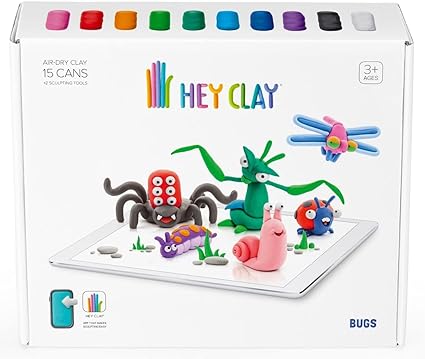 Hey Clay - Bugs Set Plastic Modeling Air Dry Clay Kit - 15pcs and Sculpting Tools - Laadlee