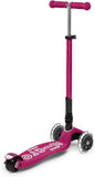 Micro Maxi Deluxe Foldable LED Scooter - Berry Red - Laadlee