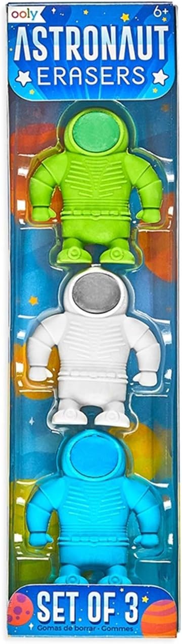 OOLY Astronaut Erasers - Set of 3 - Laadlee