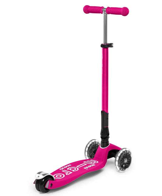 Micro Maxi Deluxe Foldable LED Scooter - Shocking Pink - Laadlee