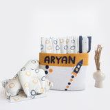 Yellow Doodle Organic Bedding Gift Basket - Doodle Circles - Laadlee