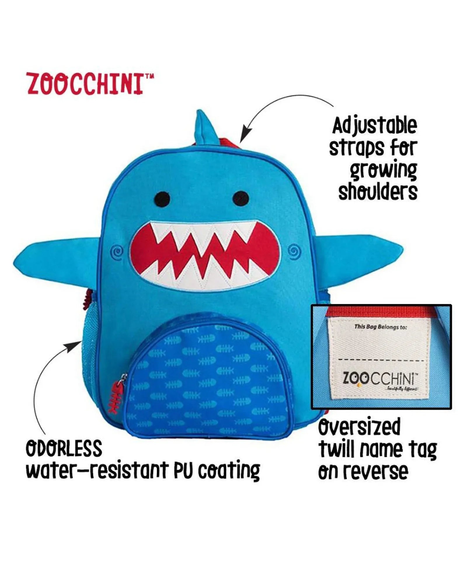 Zoocchini Backpack - Sherman The Shark - Laadlee
