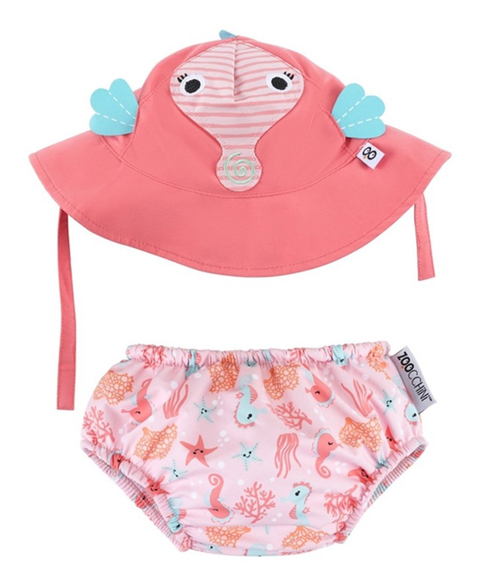Zoocchini Reusable Baby Swim Diaper & Sun Hat Set - Seahorse - Laadlee