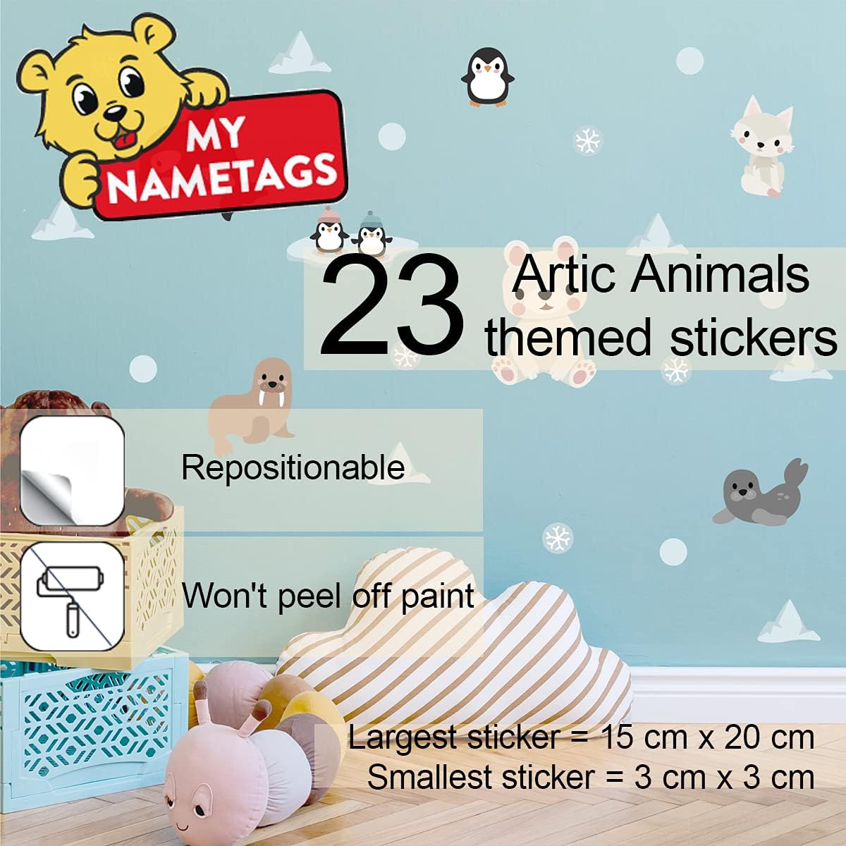 My Nametags Wall Stickers - Artic Animals - Laadlee