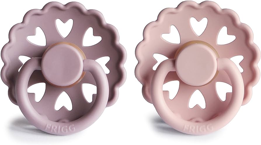 Frigg Fairytale Latex Baby Pacifier 0-6M, 2Pack, Twilight Mauve/Primrose - Size 1 - Laadlee