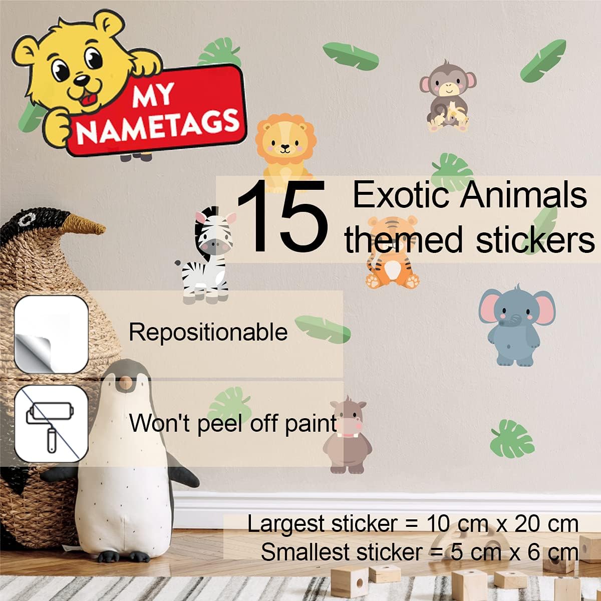 My Nametags Wall Stickers - Exotic Animals - Laadlee
