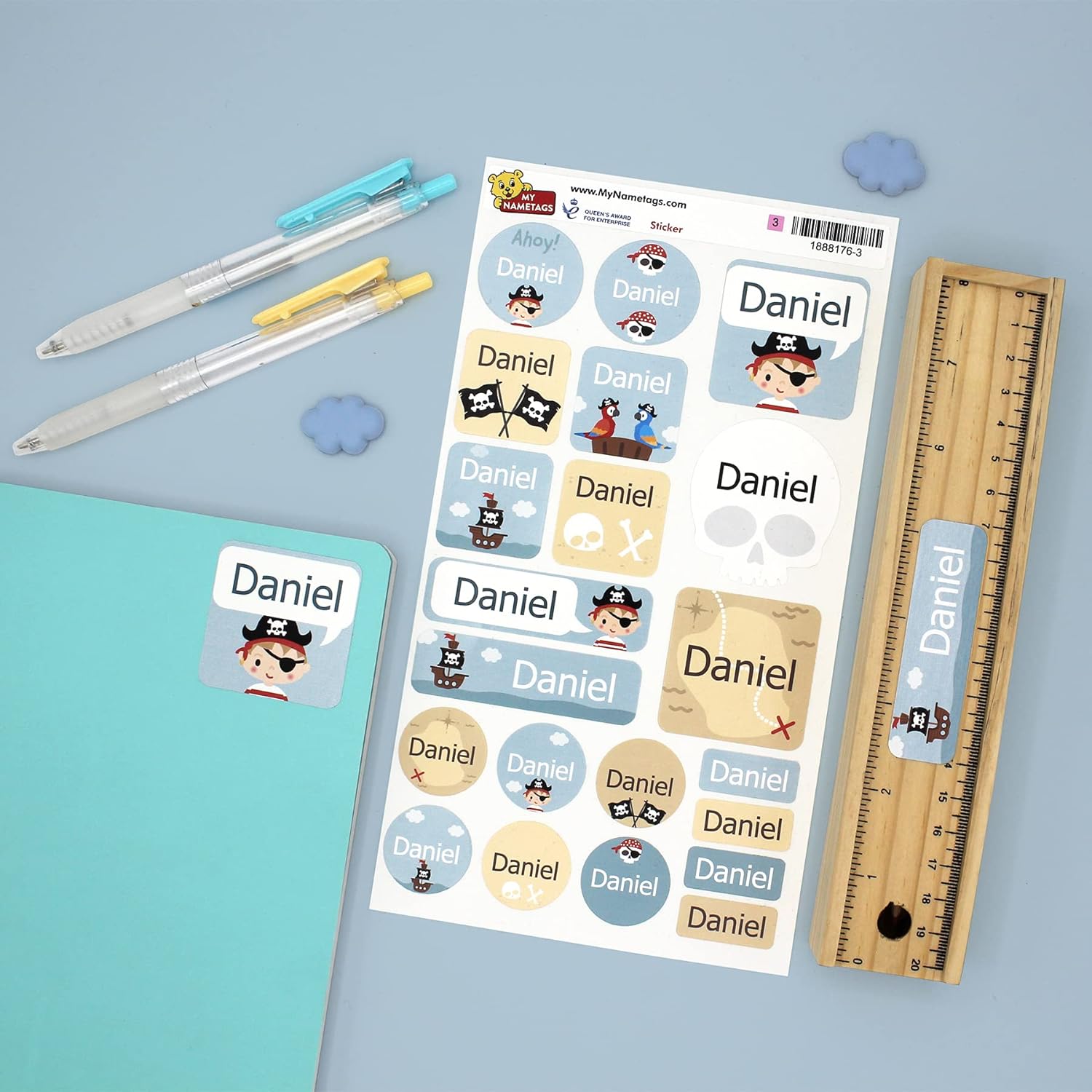 My Nametags Maxistickers - Pirate Boy (Pack of 21) - Laadlee