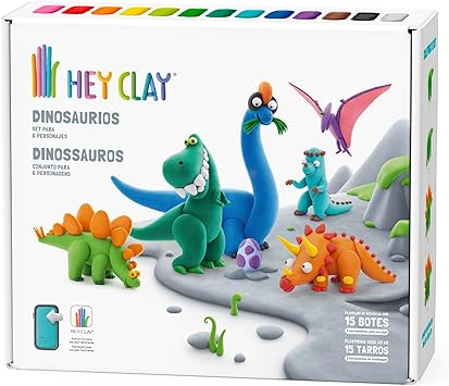 Hey Clay - DIY Dinos Plastic Modelling Air-Dry Clay - 6 pcs - Laadlee