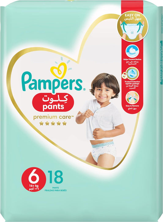 Pampers Premium Care Pants Diapers, Size 6, 16+kg, Unique Softest Absorption for Ultimate Skin Protection, 72 Count - Laadlee