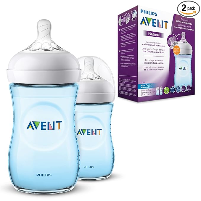 Philips Avent Natural Baby Feeding Bottle 260ml - Blue (Pack of 2) - Laadlee