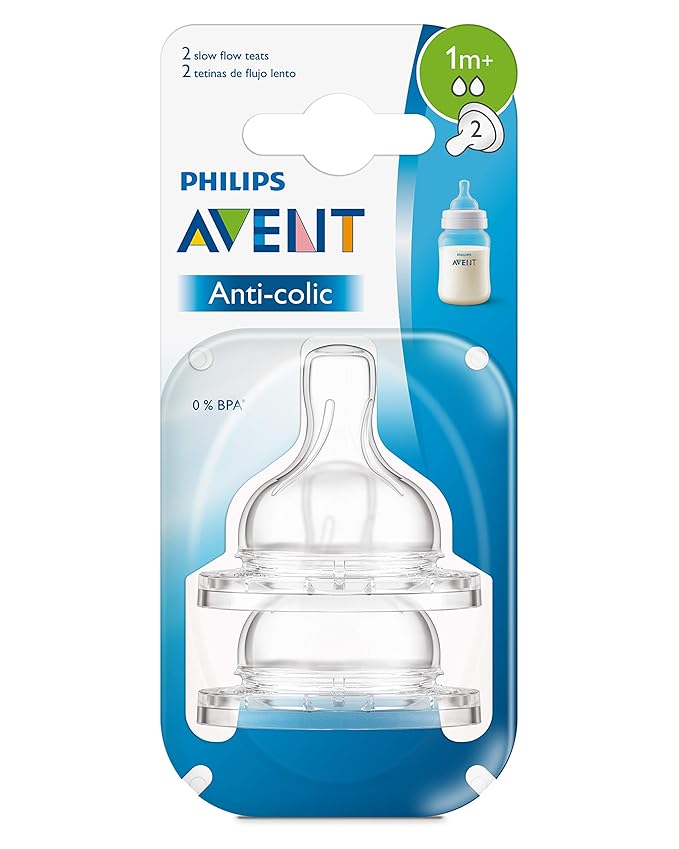 Philip Avent Anti Colic Teat Slow Flow, 2 Holes Normal (Pack of 2) - Laadlee