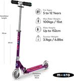 Micro Sprite Scooter with LED Wheels - Purple Stripe - Laadlee