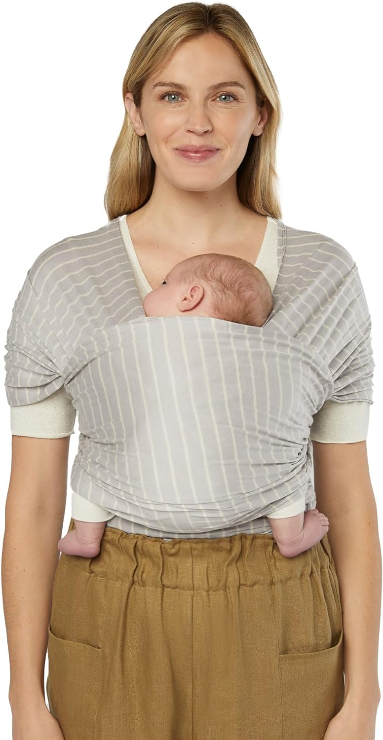 Ergobaby Aura Baby Wrap Sustainable Knit - Grey Stripes - Laadlee