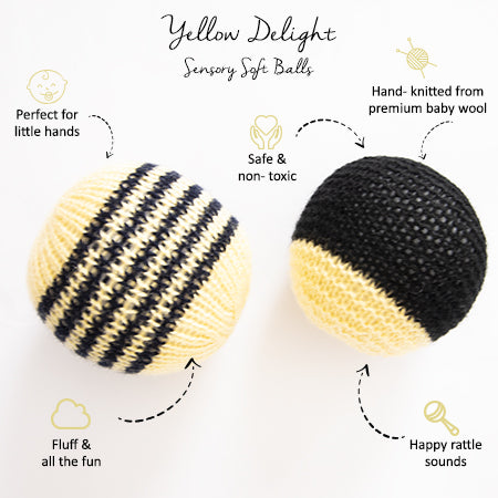 Yellow Doodle Sensory Soft Balls - Yellow Delight - Laadlee