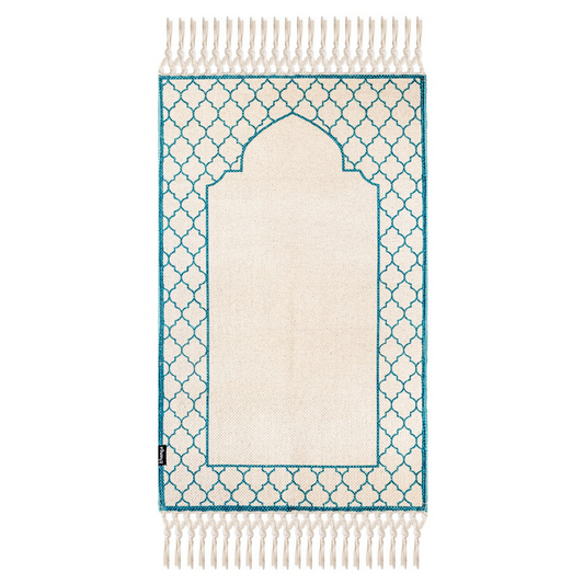 Khamsa Classic Muslim Prayer Mat - Adult Size - Azraq Blue - Laadlee
