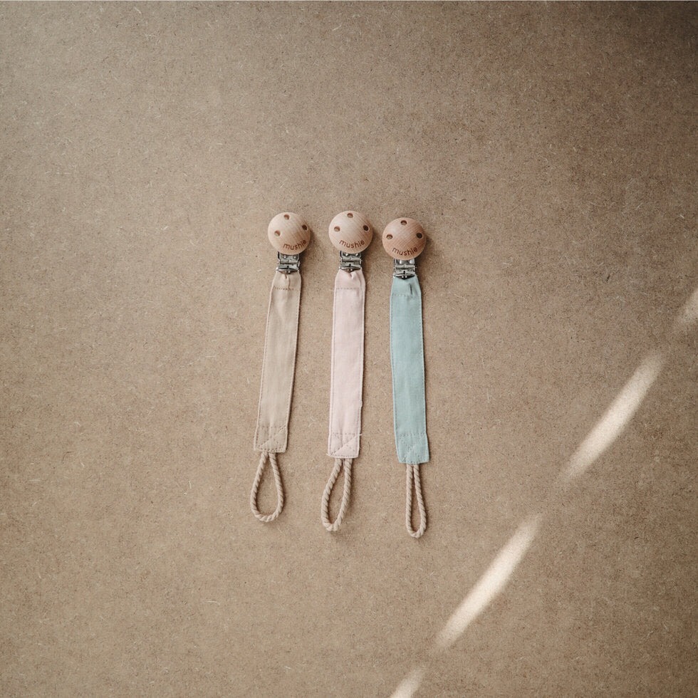 Mushie Pacifier Fabric Clips Natural - Laadlee