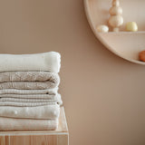 Mushie Knitted Baby Blanket Honeycomb Beige - Laadlee