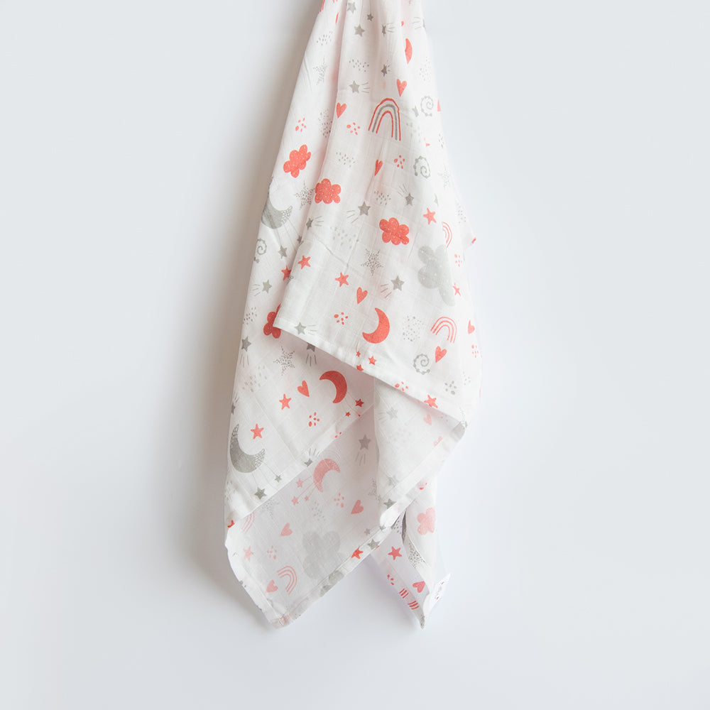 Yellow Doodle Organic Luxury Swaddle - Magical Rainbows - Laadlee