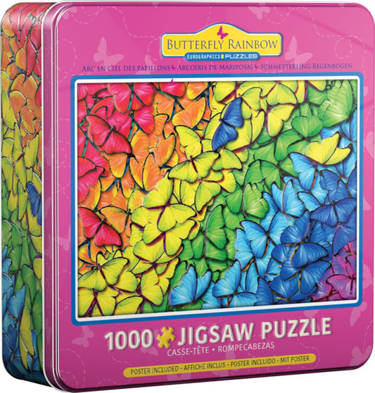 EuroGraphics Butterfly Rainbow 1000 Piece Puzzle In A Collectible Tin - Laadlee