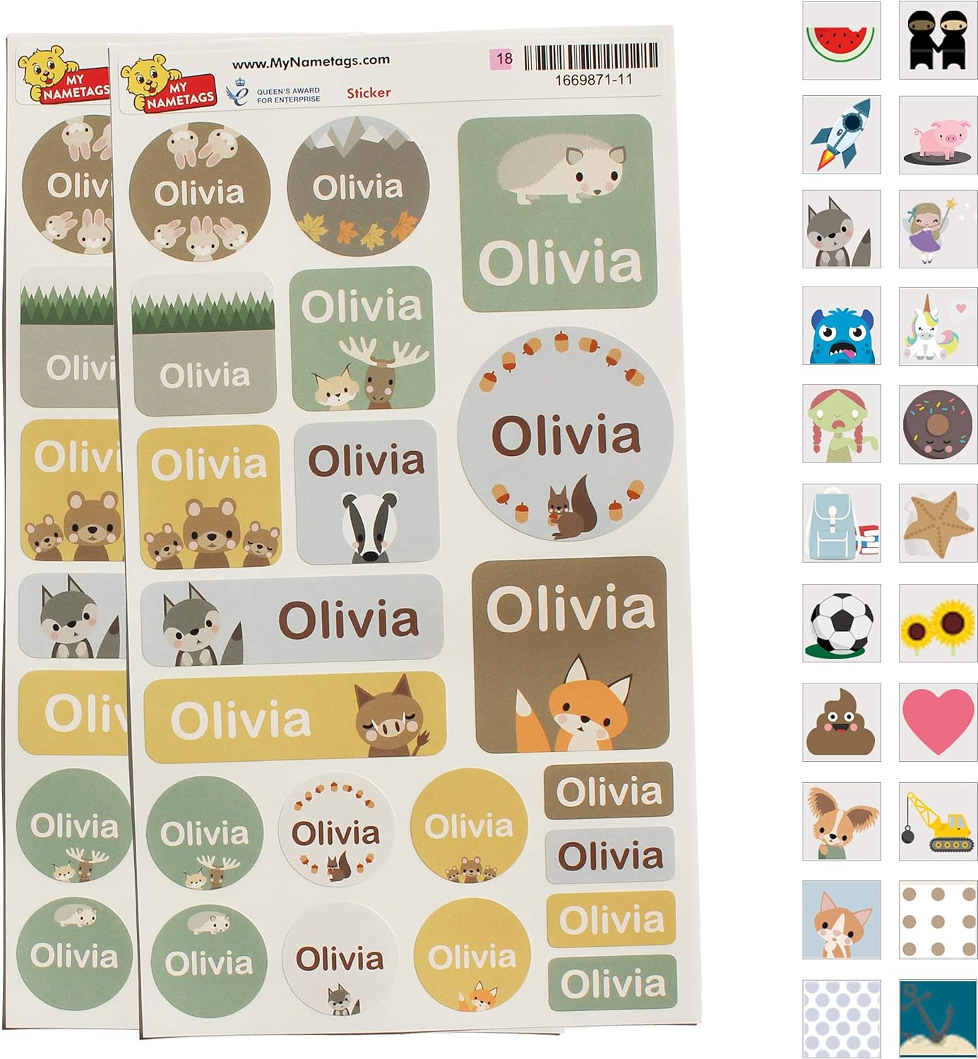 My Nametags Maxistickers - Forest Animals (Pack of 21) - Laadlee