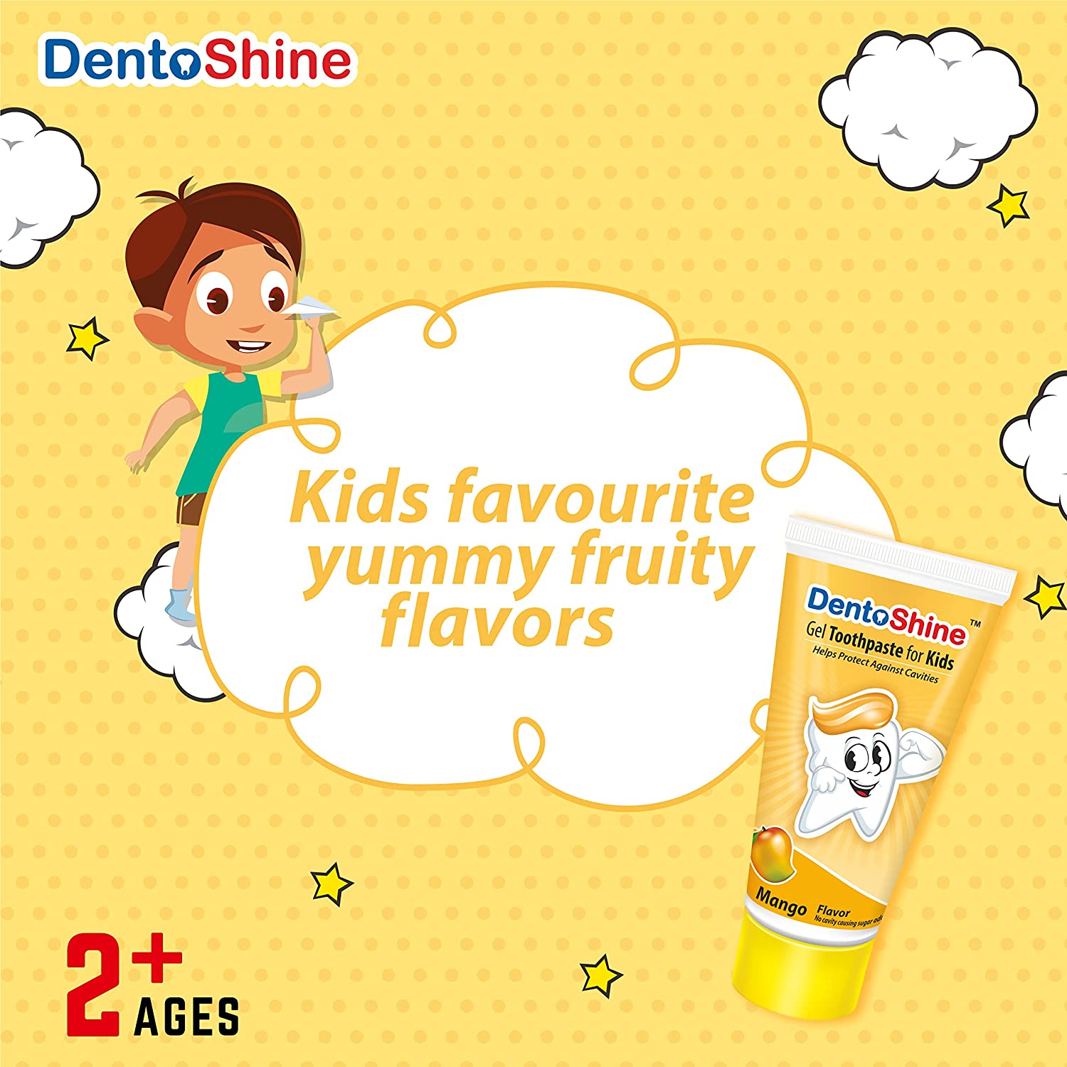 DentoShine Kids Gel Toothpaste 80g - Doraemon - Mango - Laadlee