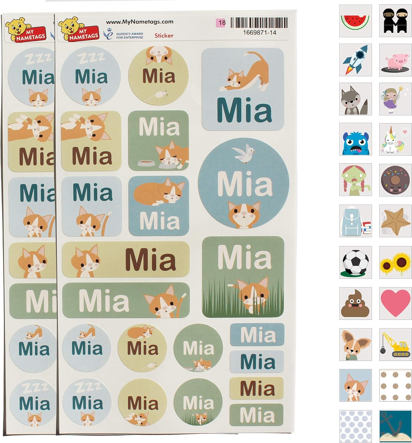 My Nametags Maxistickers - Cat (Pack of 21) - Laadlee