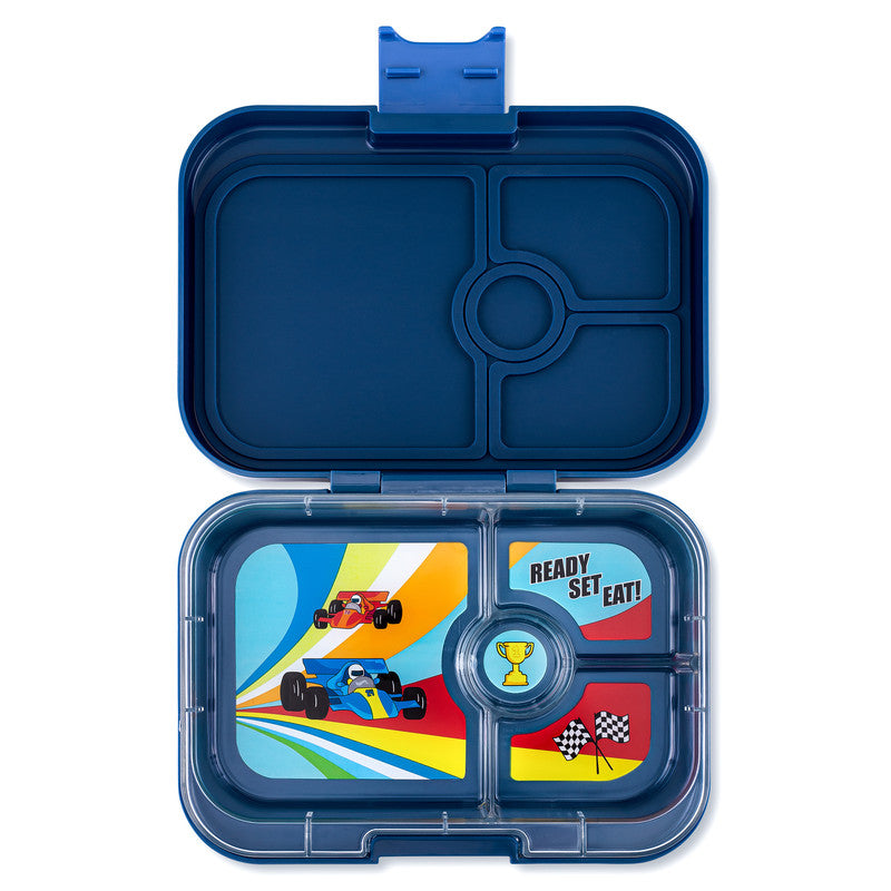 Yumbox Panino 4 Compartment Race Car Lunch Box - Monte Carlo Blue - Laadlee