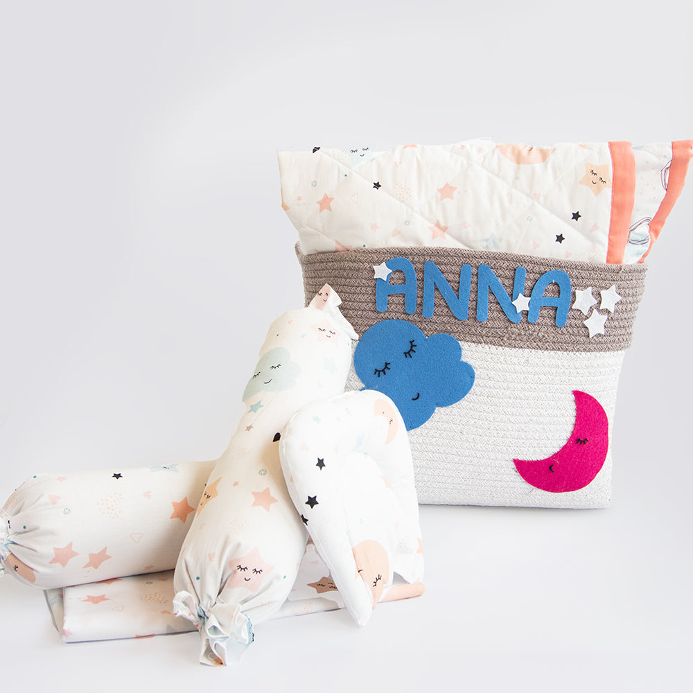 Yellow Doodle Organic Bedding Gift Basket - In The Sky - Laadlee