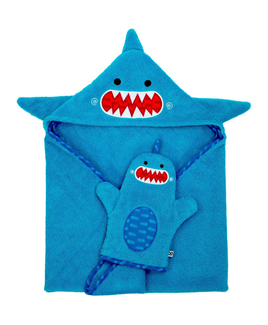 Zoocchini Hooded Towel - Sherman the Shark - Laadlee