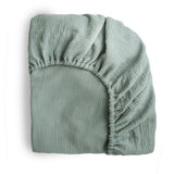 Mushie Crib Sheet Small Roman Green - Laadlee
