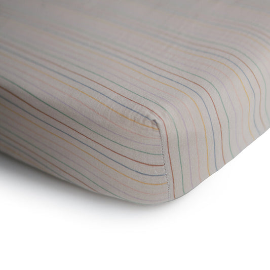 Mushie Crib Sheet Medium Retro Stripes - Laadlee