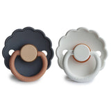 Frigg Daisy Latex Baby Pacifier 0-6M, 2Pack, Aurora/Bright White - Size 1 - Laadlee