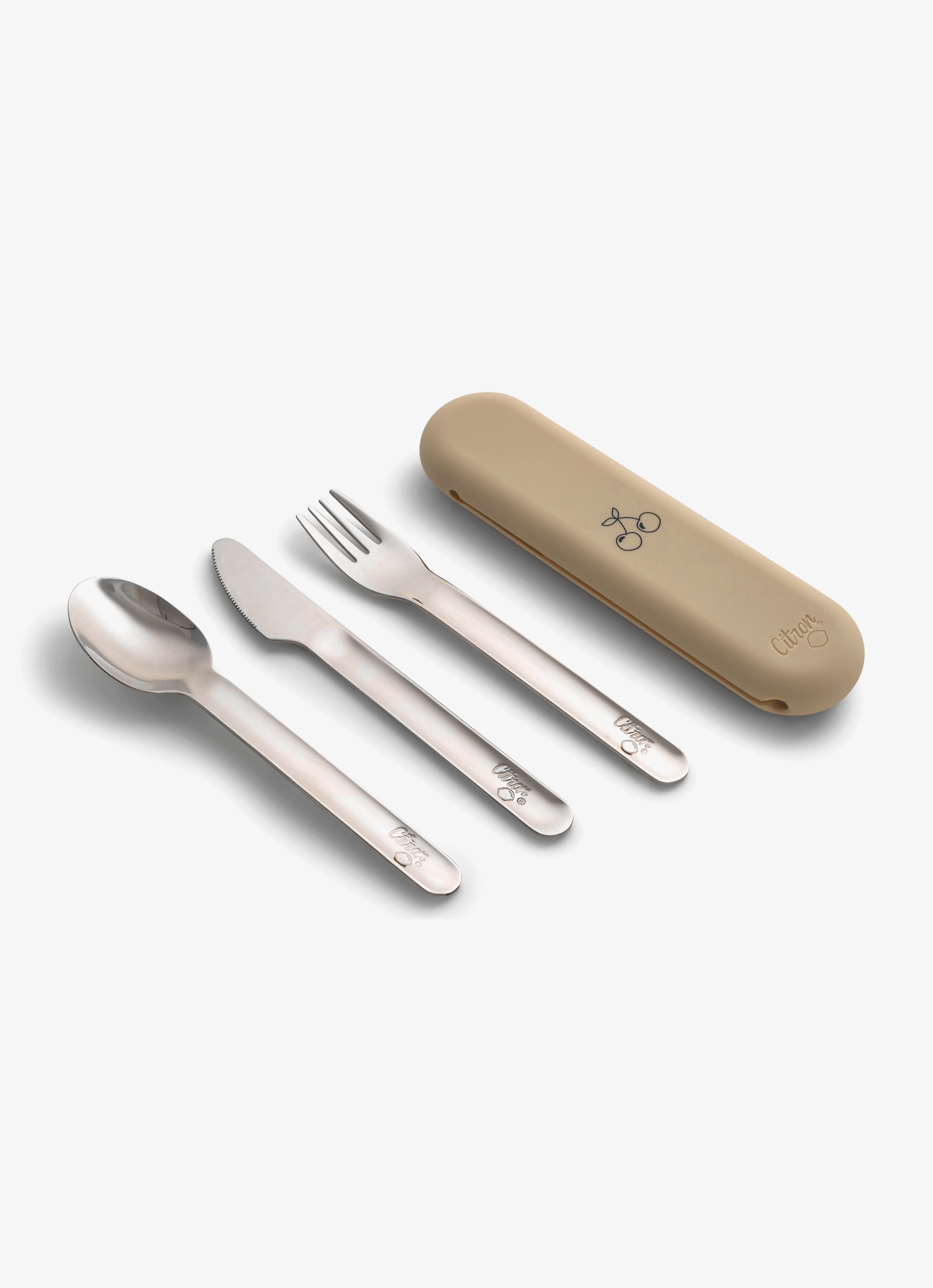 Citron Stainless Steel Cutlery Set with Cream Case - Laadlee