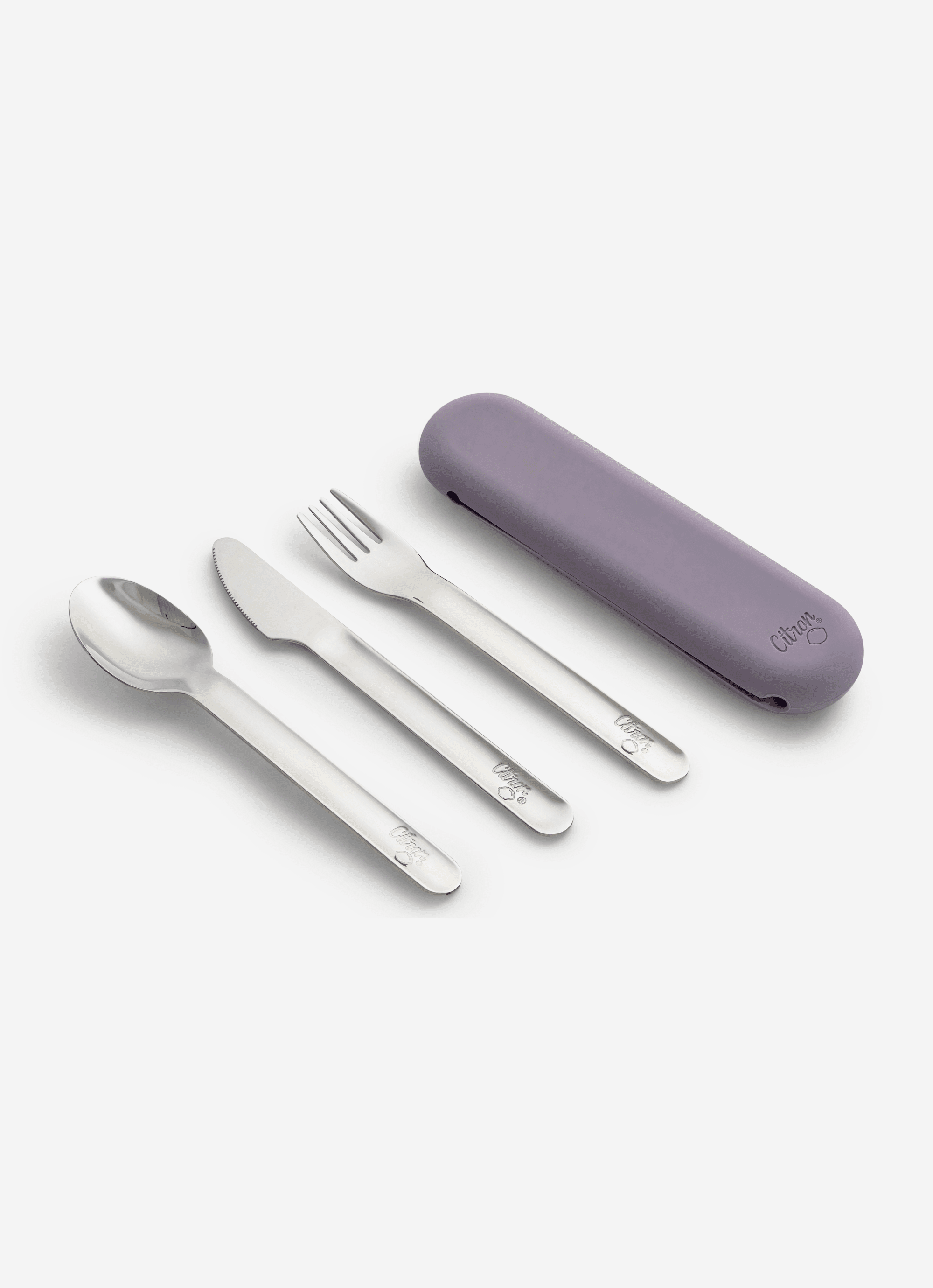 Citron Stainless Steel Cutlery Set with Purple Case - Laadlee