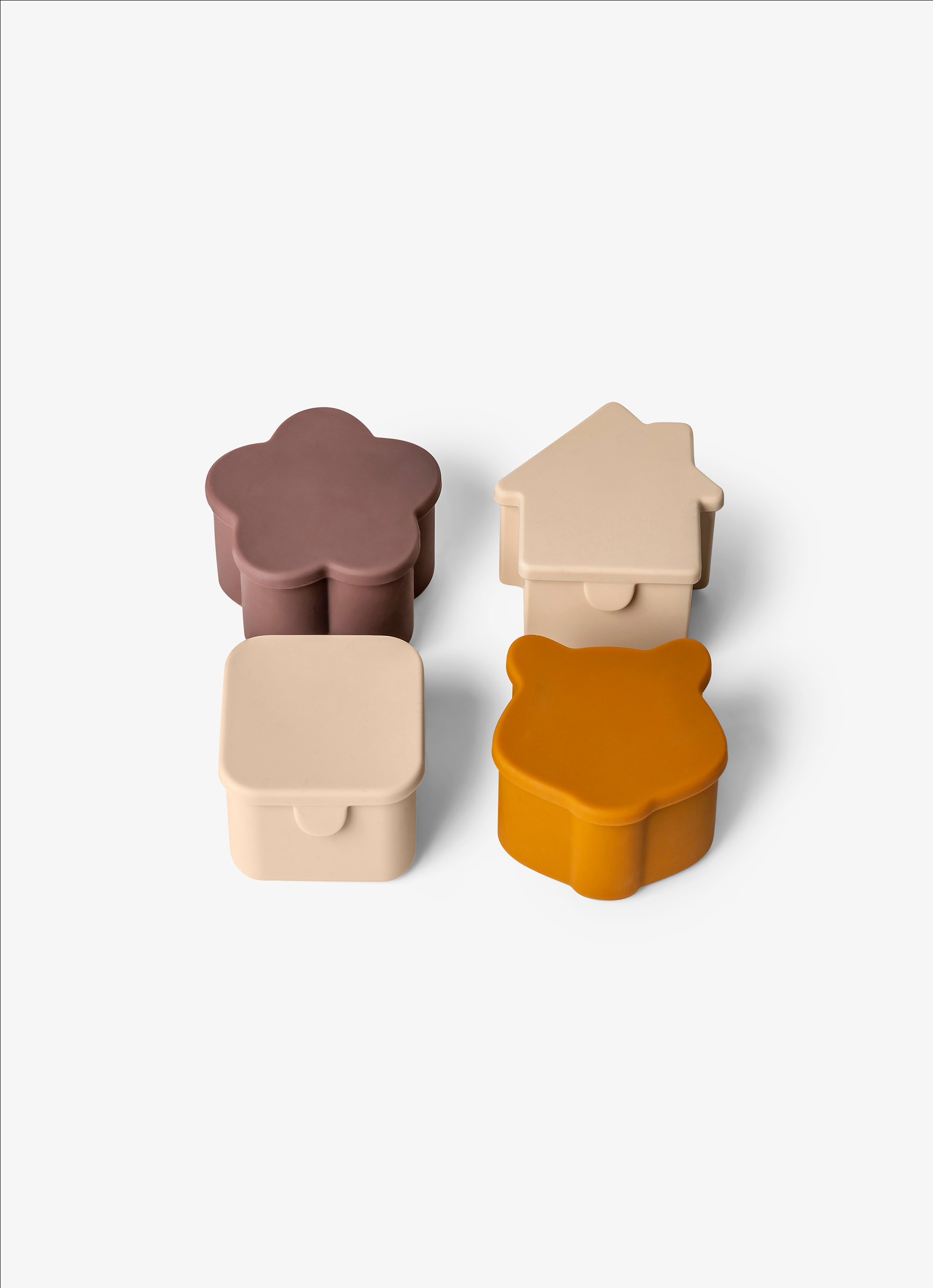 Citron Silicone Lunchbox Organizers Set of 4 - Beige/Plum/Caramel - Laadlee