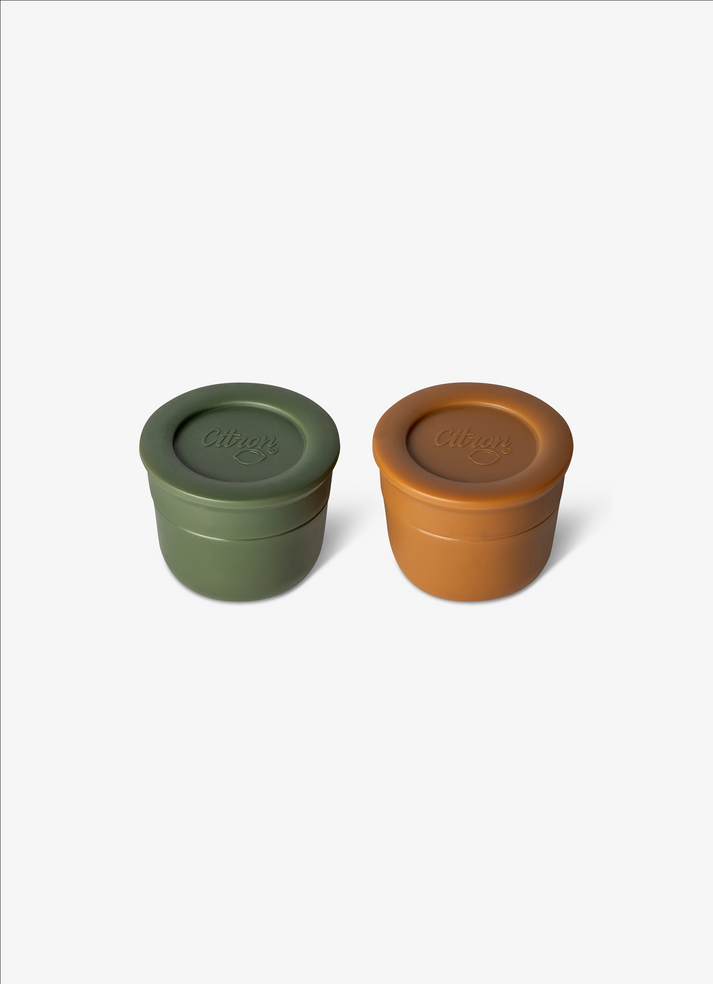 Citron Mini Sauce Containers - Caramel/Green - Laadlee