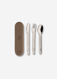 Citron Stainless Steel Cutlery Set with Brown Case - Laadlee
