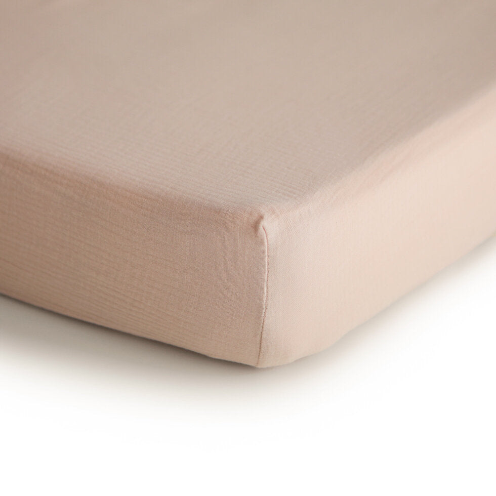 Mushie Crib Sheet Small Blush - Laadlee