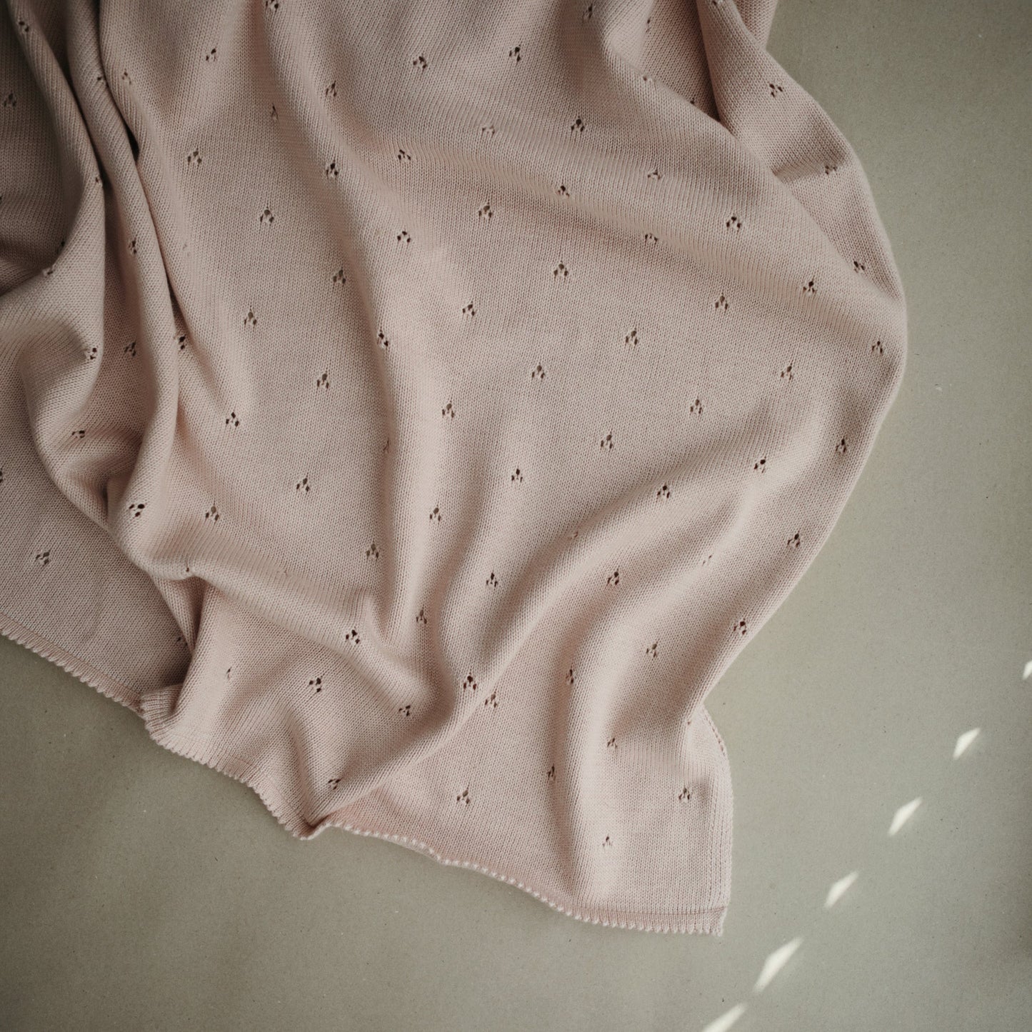 Mushie Knitted Baby Blanket Pointelle Blush - Laadlee